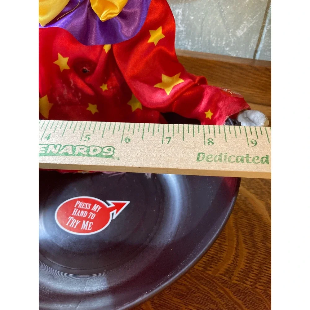 Animated Skeleton Clown Halloween Candy Bowl Light Up Red Eyes Sound Sensor
